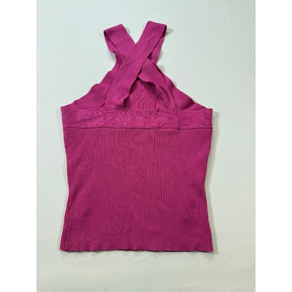 Pants Store Pink Ribbed Knit Crossover Tank Top Small sleeveless (bin S202) - Picture 2 of 6